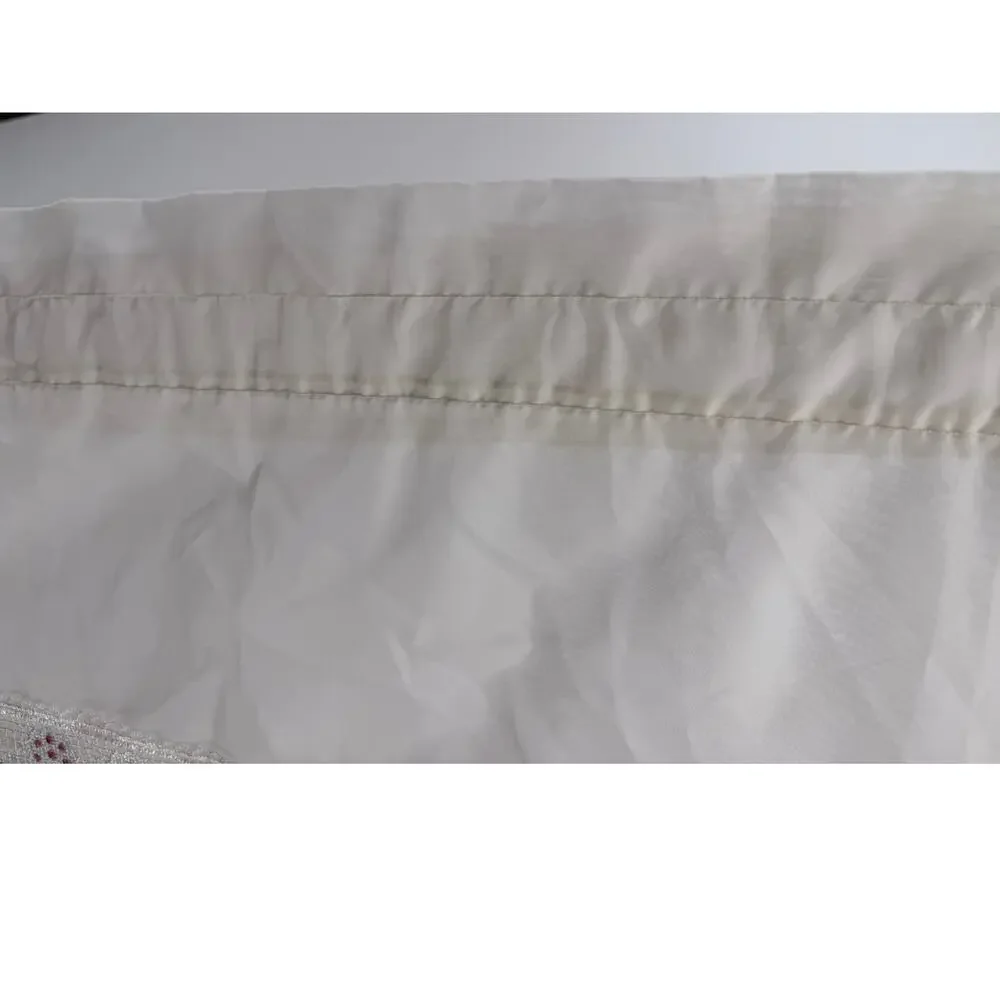 Cottage Village Lace Sheer Rod Pocket Window Valance Cream Blue Red 60x14